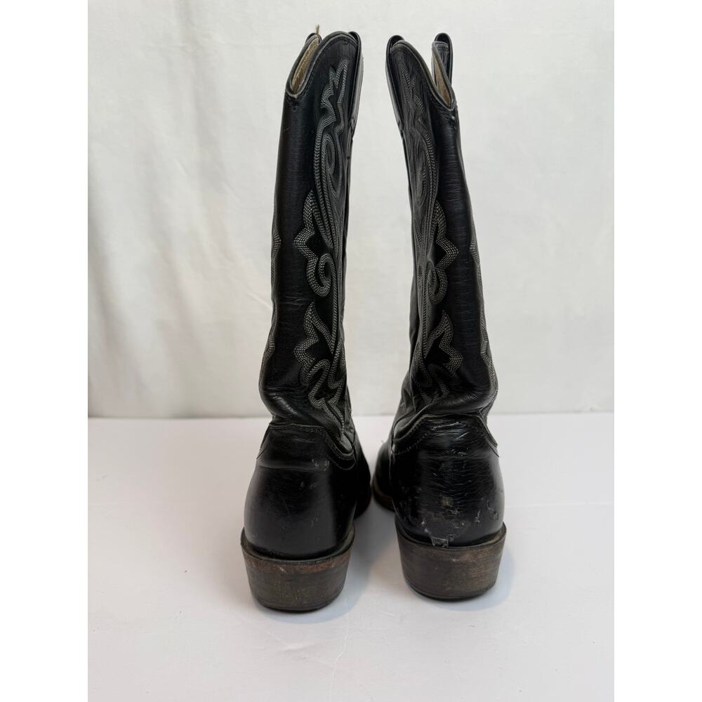 Justin 1408 Mens 9D Black Leather Cowboy Boots Western Pull-On USA Made - Picture 5 of 10